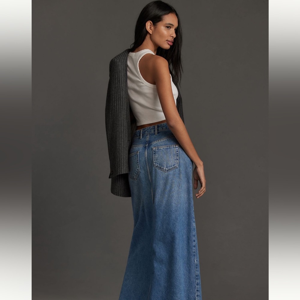 The Madi Front-Slit Denim Skirt by Pilcro